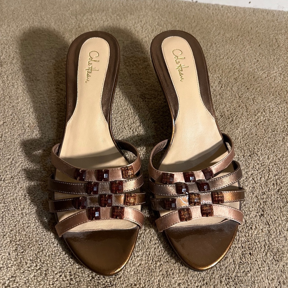 Cole Haan Brown Slide Kitten Heel